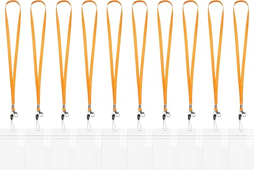 Miniatura 1 de Paquete de 10 cordones para el cuello, soporte vertical de PVC transparente para credencial de identificación, cordón con cierre de mosquetón de
