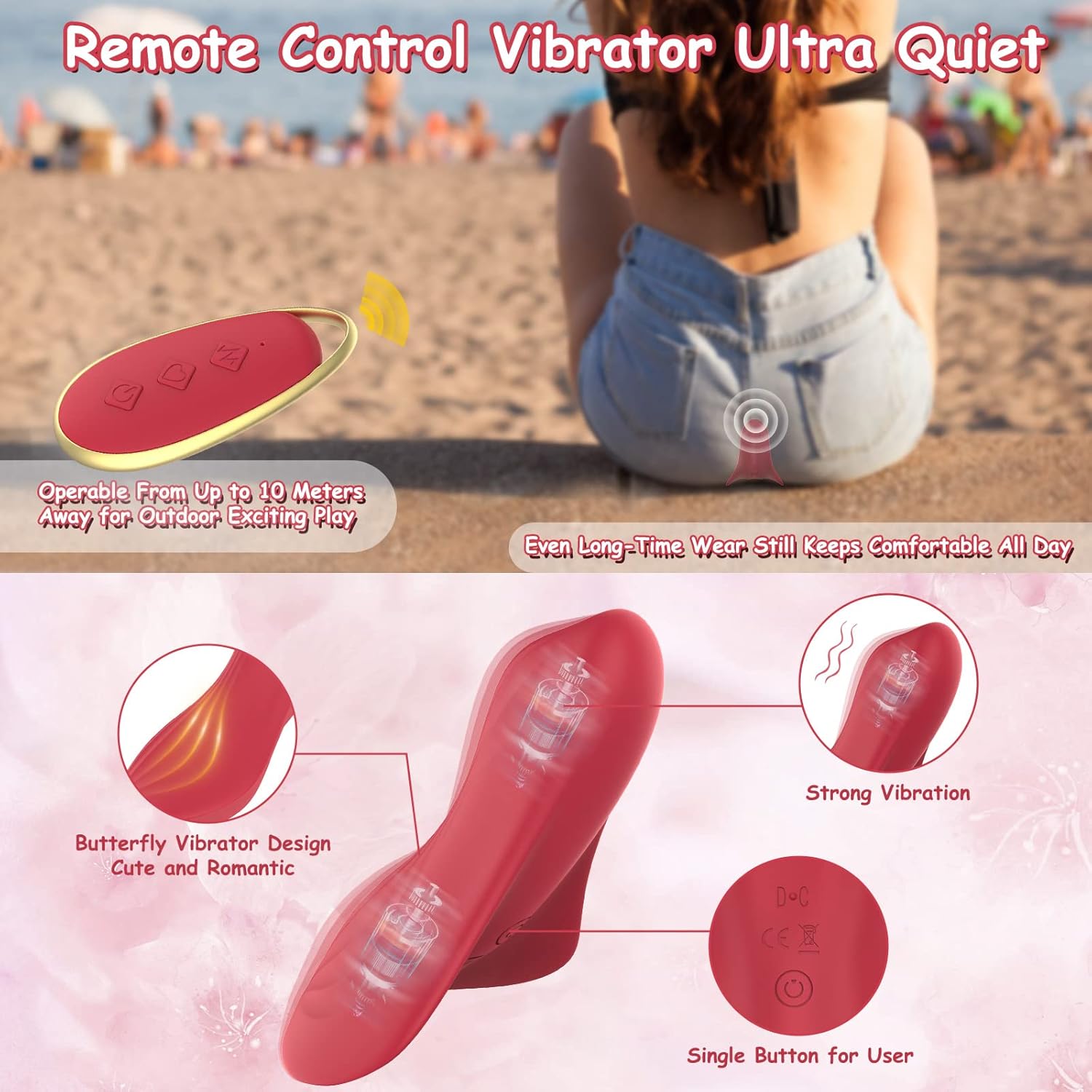 Remote Control Wearable Panty Clitoral Vibrator Adult Sex Toys G Spot Butterfly Vibrators for Women with 10 Vibration Modes, Magnetic Charging Clitoral Stimulator for Women and Couples Pleasure