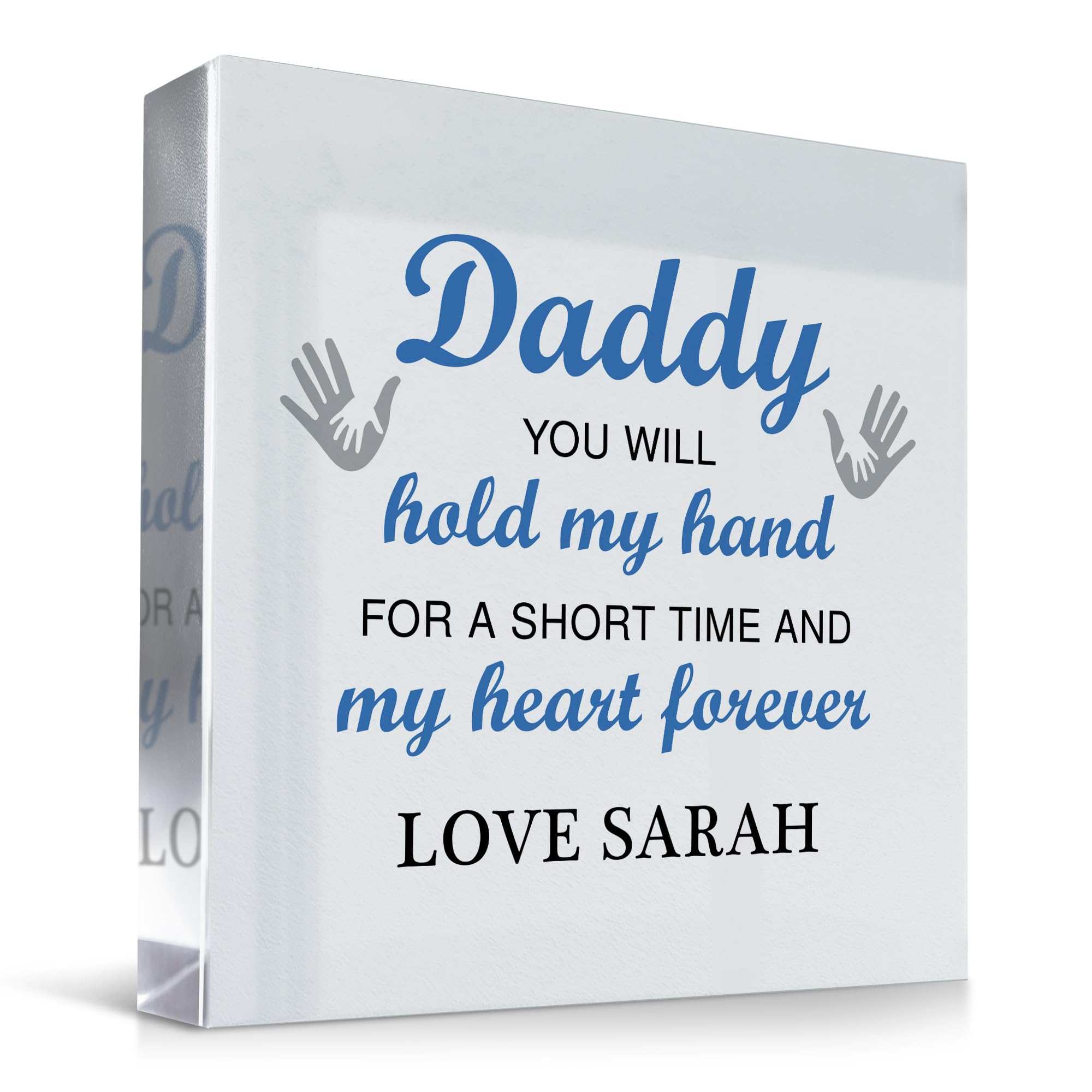 Red Ocean Gift For Daddy For Fathers Day Birthday Personalised Clear Block THANK YOU GIFTS Daddy Gift From Daughter Son Fathers Day Keepsake