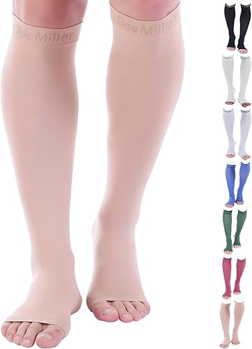Miniatura 10 de Doc Miller Calcetines de compresión de punta abierta para mujeres y hombres, calcetines de compresión sin dedos para mujer, soporte de circulación