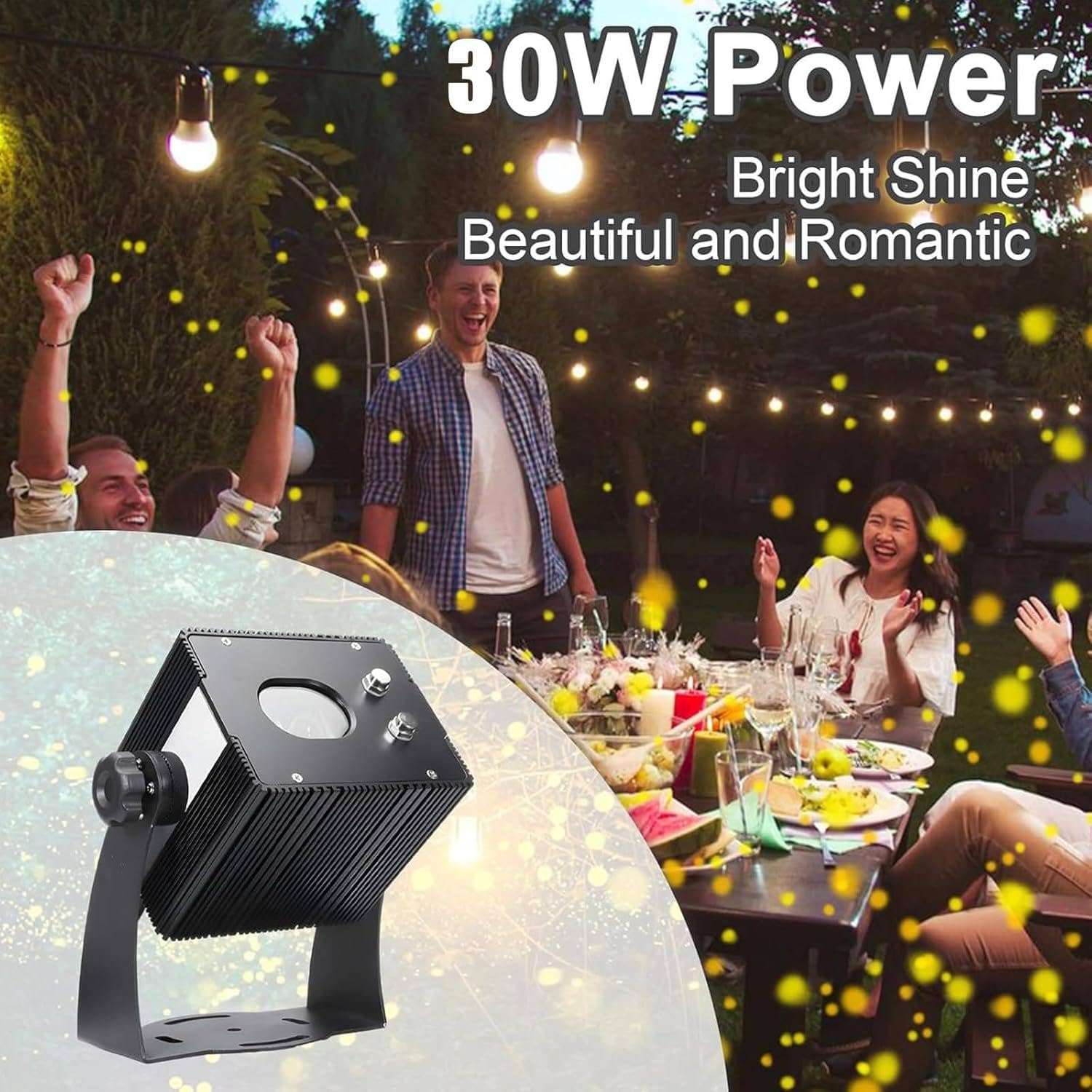 Dynamische Atmende Firefly-Projektor Lampe, Firefly-Gartenlichter, Sternenprojektor-Laser-Weihnachtslichter, Beweglicher Außenprojektor Für Weihnachtsprojektorlichter Yellow