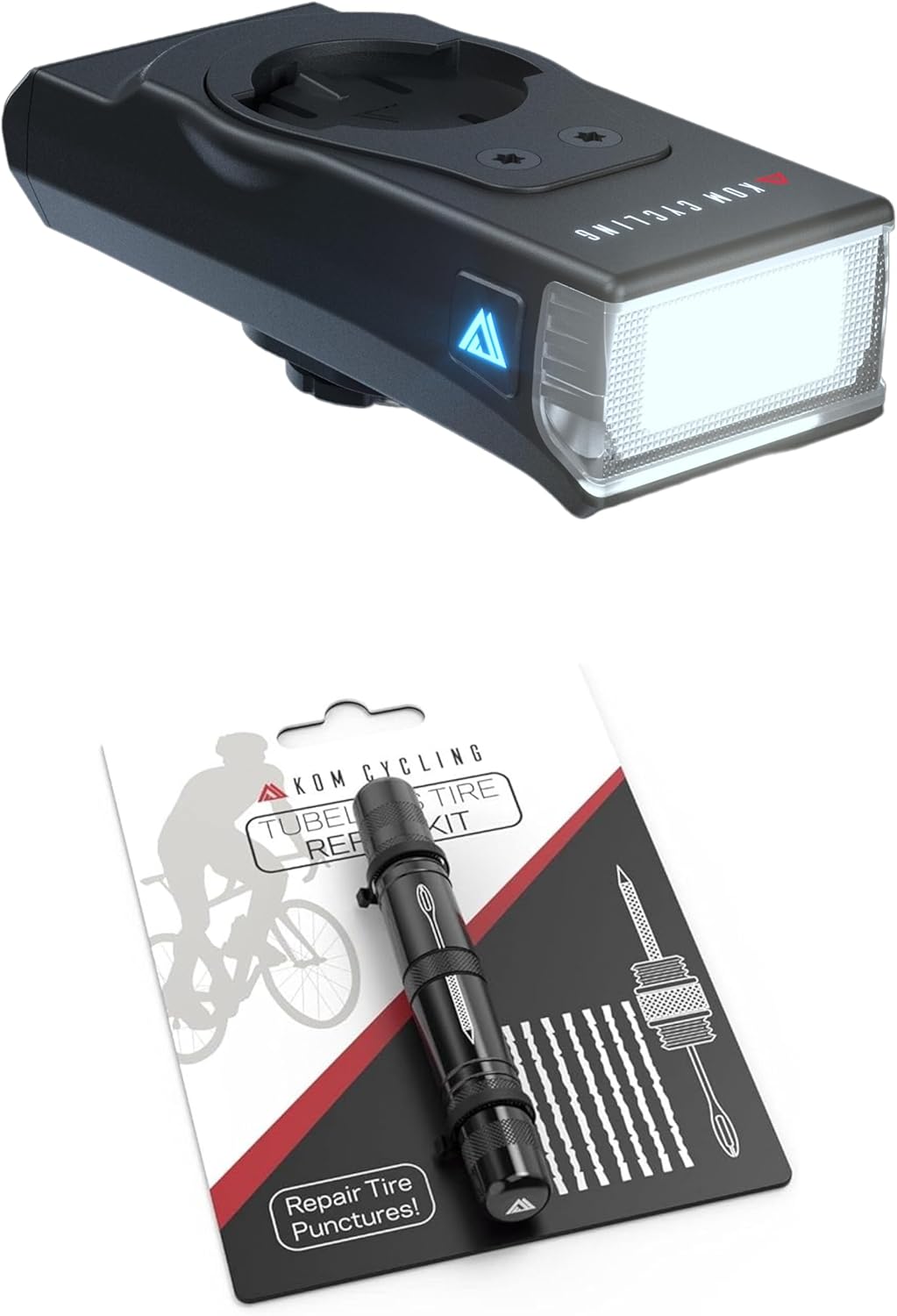 350 Lumens Quick Release Light + Tubeless Tire Repair Tool - Black