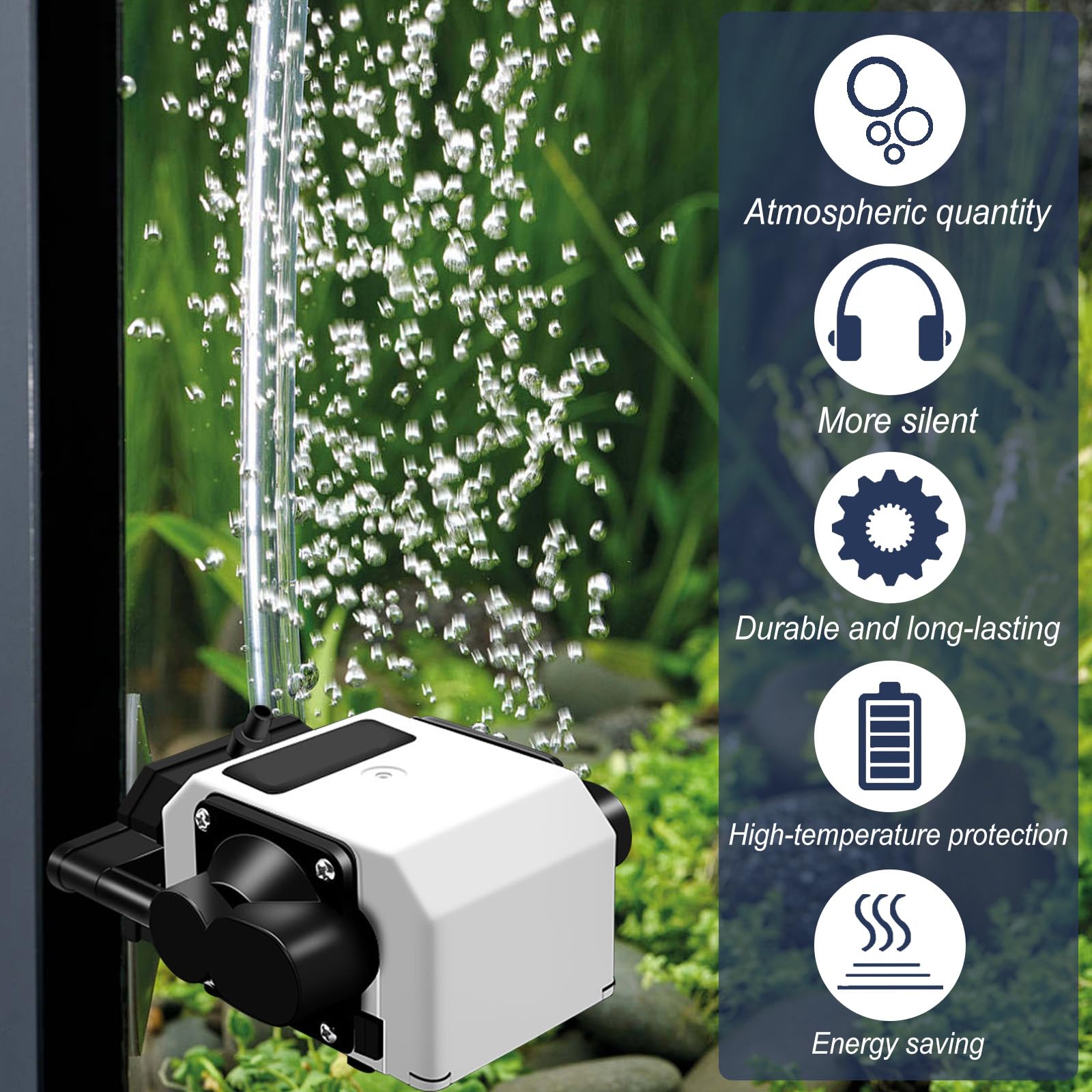 Bomba de Aire para acuarios con 6 Salidas, Bomba aireadora silenciosa Ajustable de 25W para acuarios, Bomba de oxígeno Ajustable para aireación de estanques de acuarios, hasta 3300 L/H