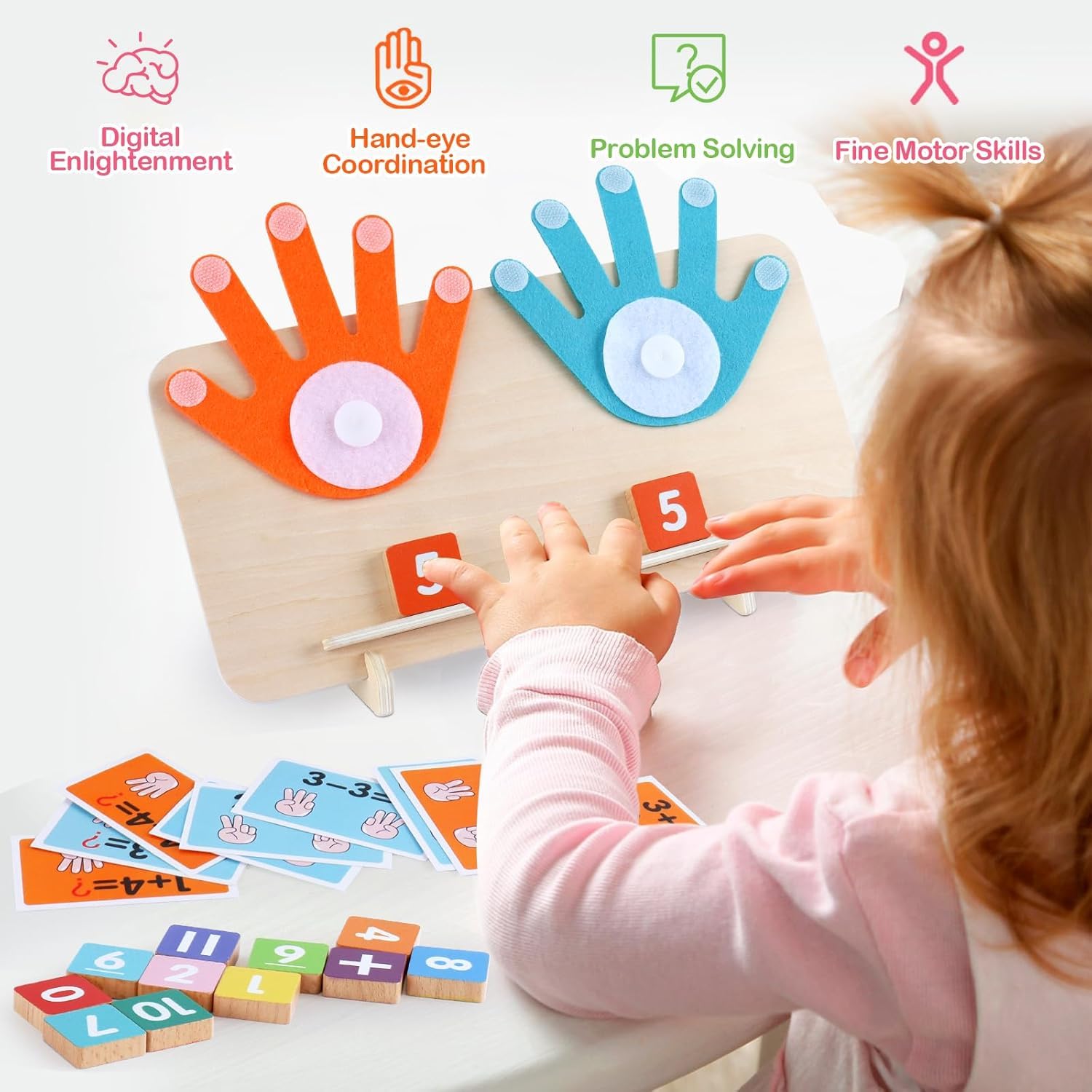 Montessori 3 lata, zabawki matematyczne do nauki liczenia, przedszkole edukacyjne gry edukacyjne prezent na Boże Narodzenie lub urodziny dla 3 4 5 lat dzieci dziewczynka
