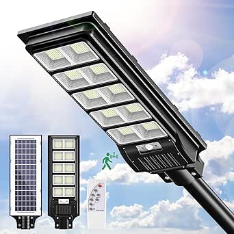 Lampione Solare Papasbox 1200W - 4 Pack, Luce Bianca 6500K, IP65 Impermeabile | Per Cortili, Strade, Giardini - Foto 2