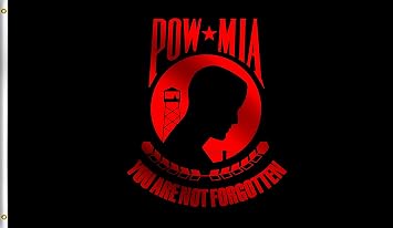 DMSE Red POW MIA Flag 3X5Ft Foot 100% Polyester 100D Flag