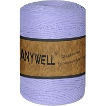 Light Purple Macrame Cord 3mm x 545yards, Macrame Rope, Cotton Cord, Corde Macram , Not Dyed, Handmade Soft 4-Strand Twisted Cotton Rope, Wall Hanging, Plant Hanger, DIY Craft Making, Knitting