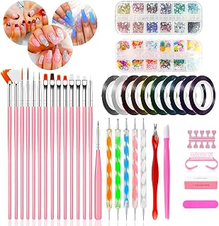 61 PCS Nail Art kit Accessories, 15pcs Nail Art Brushes Nail Pen designi...
