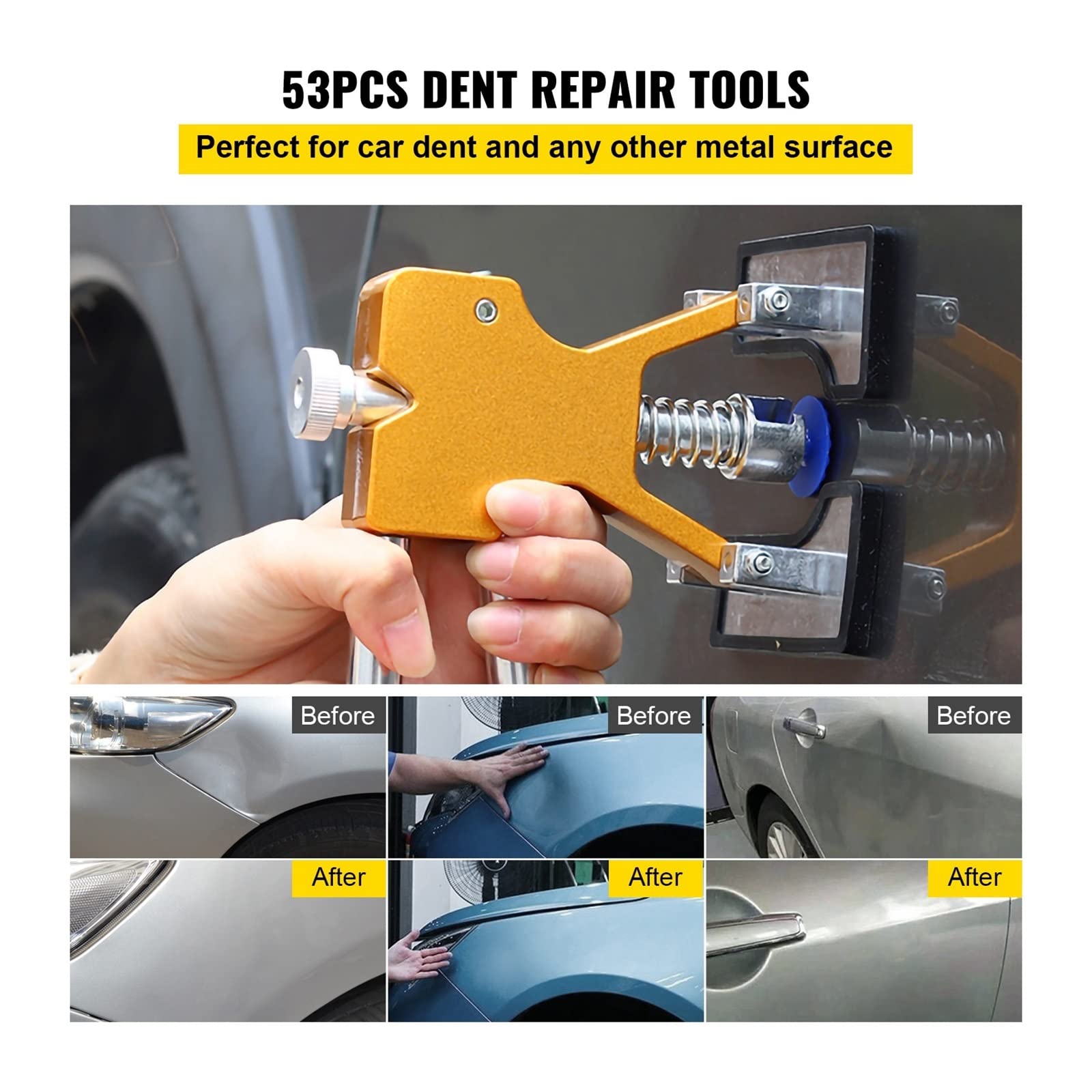 53/60/69/74/89/98 Pcs Paintless Automotive Dent Removal Tool Kit Przenośne samochodowe przyssawki Akcesoria samochodowe (Color : 53pcs)