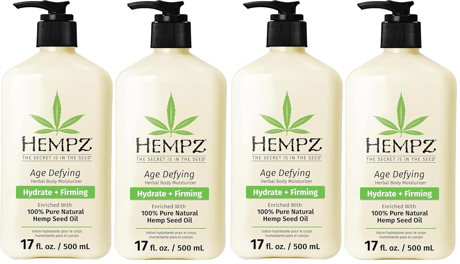 Hempz Age Defying Body Moisturizer,17 Fl Oz,Bundle-Daily Herbal Moisturizer,Shea Butter Anti-Aging-Body,Hemp Extract Lotion-Skin Care Products, 100% Pure Organic Hemp Seed Oil,2 Count (Pack of 2)