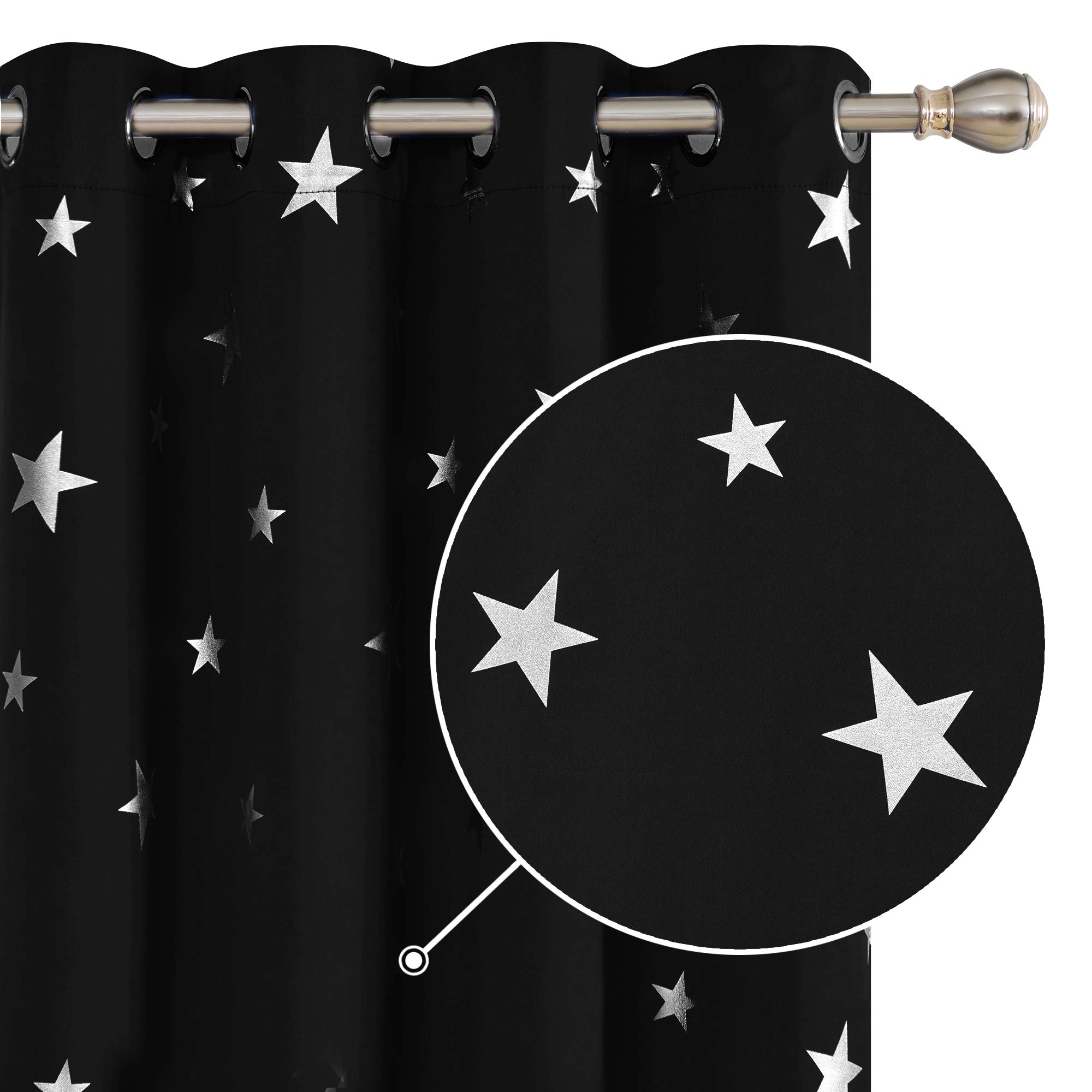 Deconovo Bedroom Space Curtains Thermal Insulated Eyelet Blackout Curtains for Living Room 52 x 54 Inch Drop Navy Blue 1 Pair — view 43