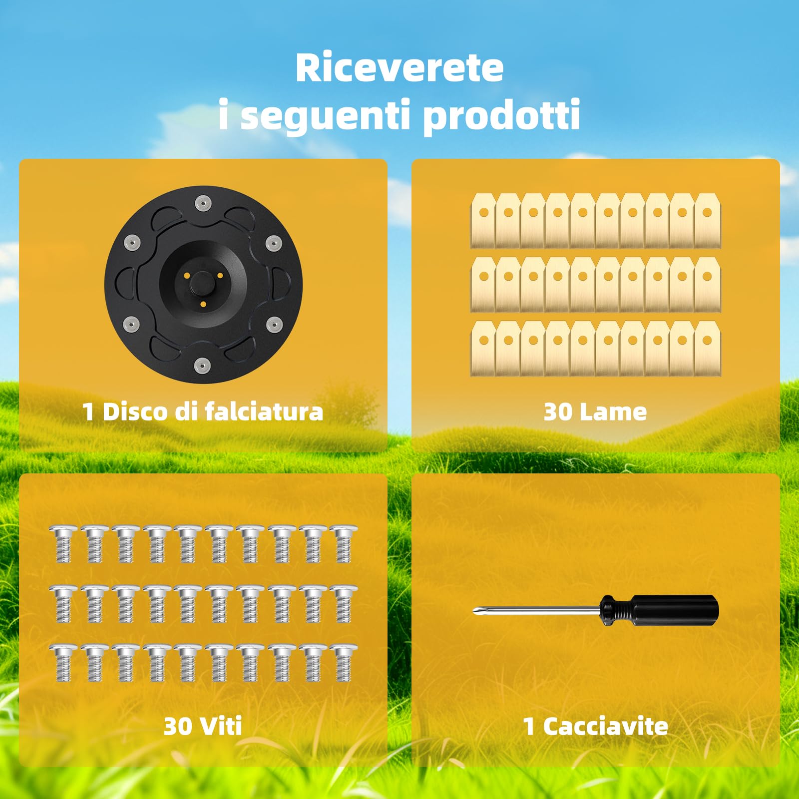 i105E Accessori Disco di Lama + 30 Lame + 30 viti per Segway Navimow i105E, i108E, i110N, i205 AWD, i208 AWD Robot di falciatura pezzi di Ricambio - Disco di Llame di Falciatura Disco Rotante
