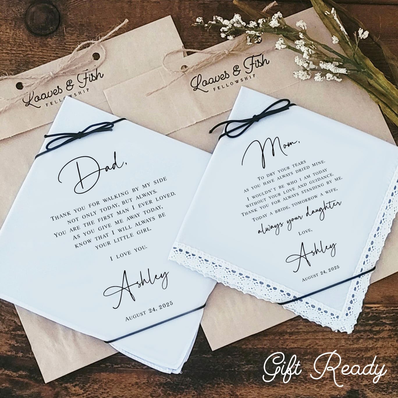 Father of the Bride Gift | Personalized Wedding Handkerchief | Wedding Gift for Dad from Daughter | For Happy Tears - Image 8