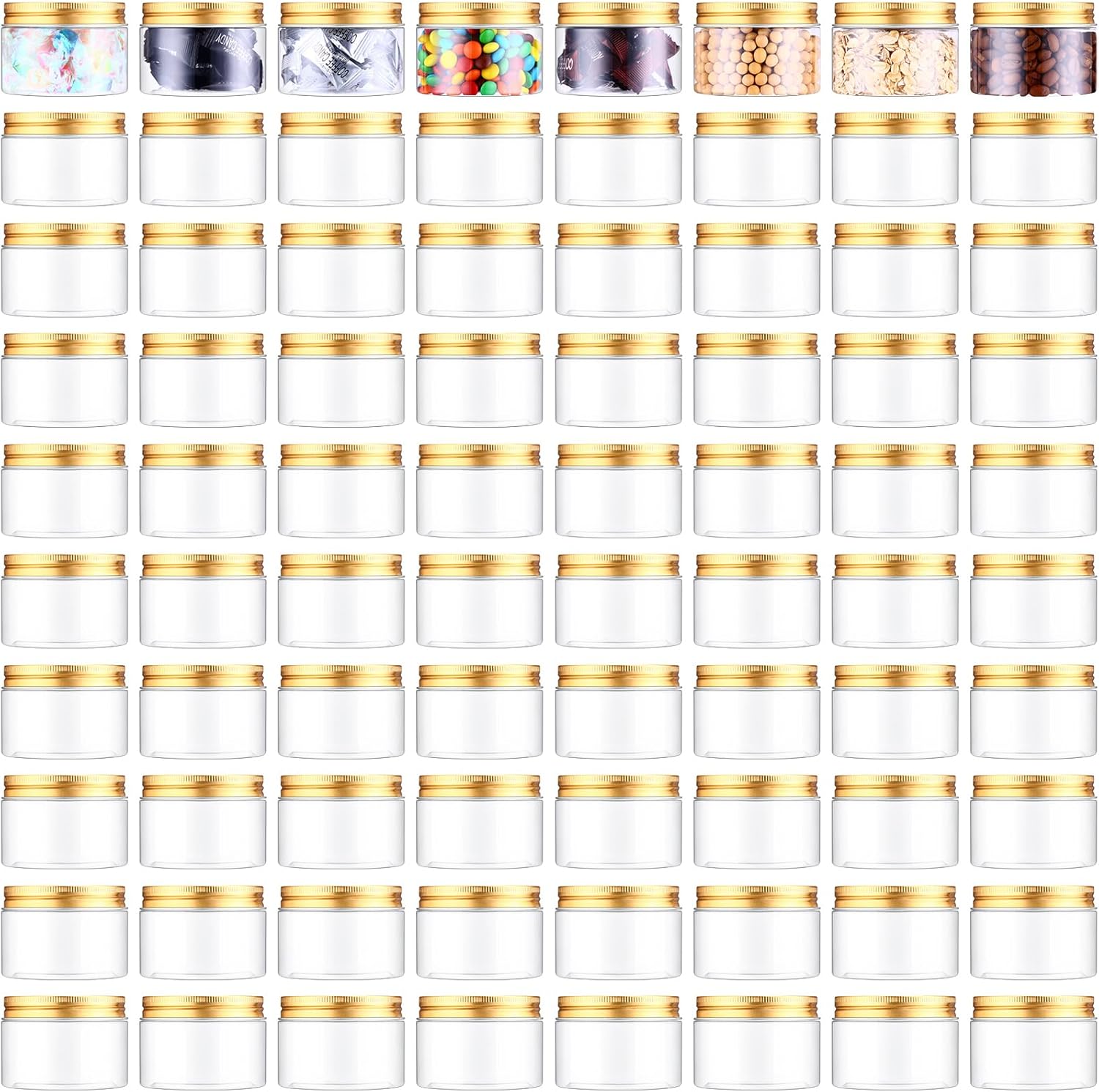 Dandat 80 Pcs 4 oz Clear Plastic Jars Containers Refillable