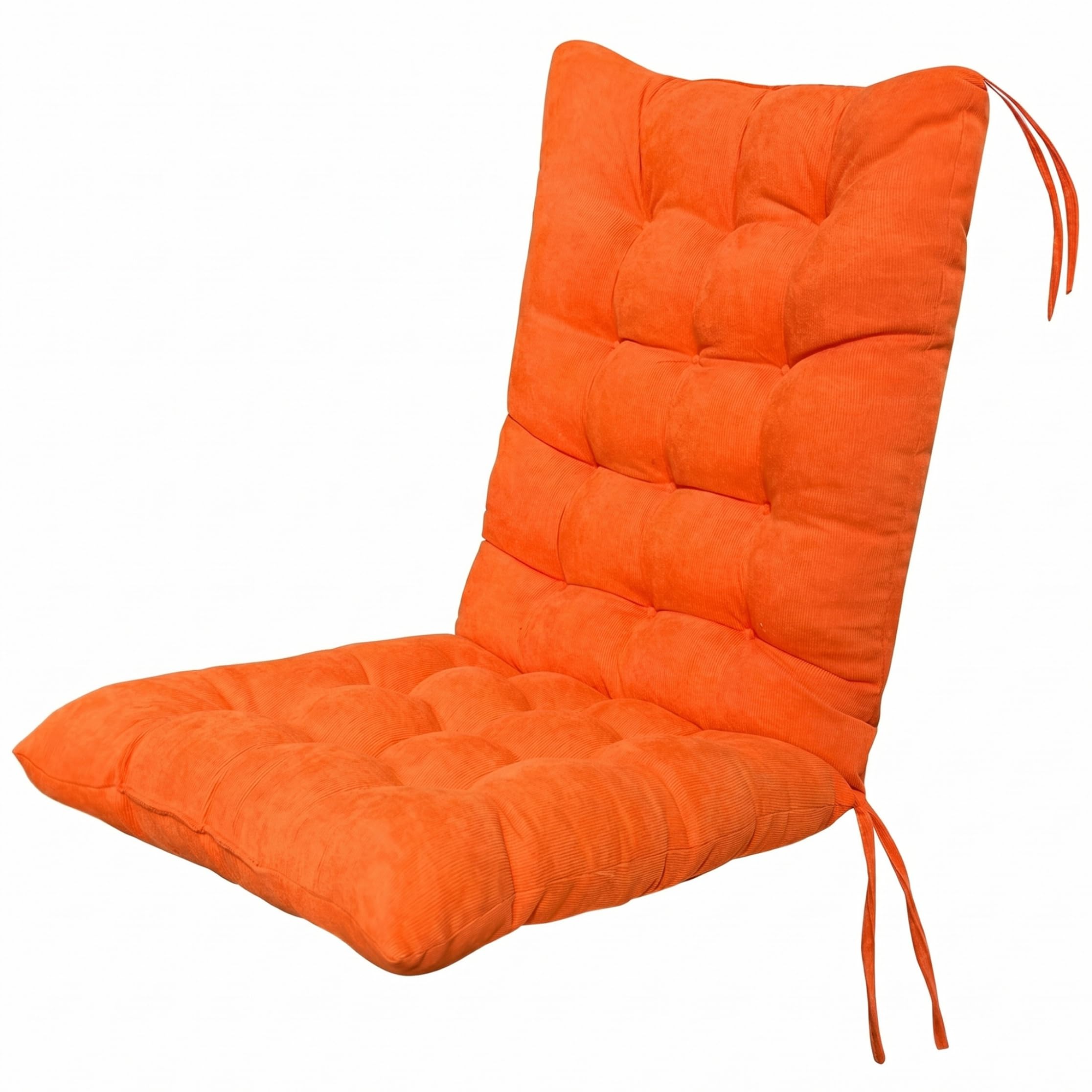 Tsawntd Chairs, High Back Patio Chair Cushions - Corduroy Rocking Chair Cushions Outdoor, Non Slip Seat Pad With Ties, Orange, 17.72 X 39.37 Inch