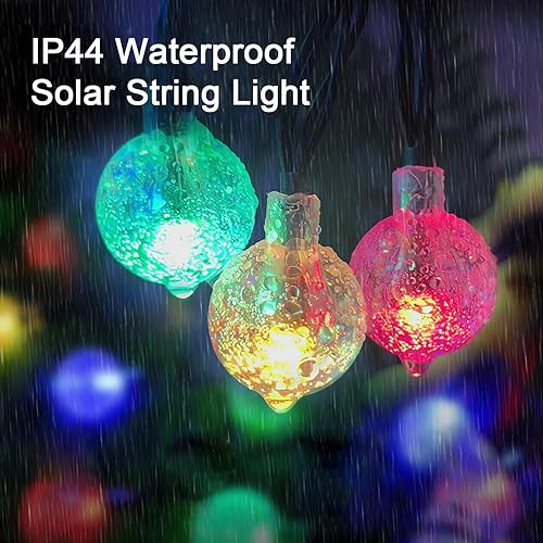 Miniatura 2 de Tira de luces solares para exteriores, 36 pies, 60 luces LED de globo de cristal con 8 modos de iluminación, luces solares impermeables para