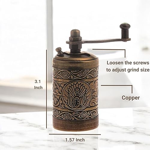 Miniatura 2 de LaModaHome Molinillo manual de cobre para granos de café árabes griegos turcos y sal de pimienta de especias, latón