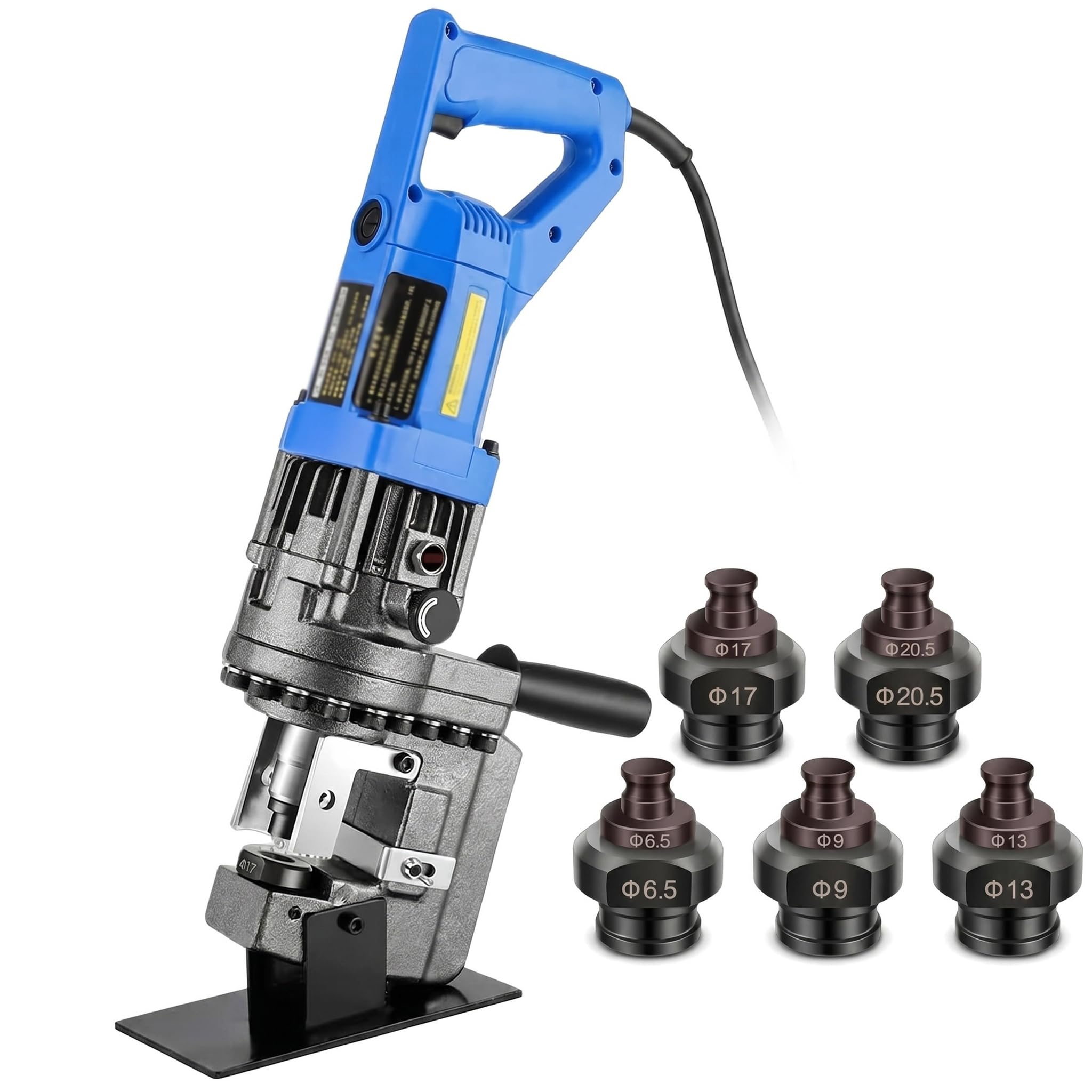 Wsexyy Electric Hydraulic Hole Puncher, 1300w Metal Electric Punching Machine With 5 Dies (6.5-20.5mm), Precise Position, For Punching In Steel, Iron, Aluminum, Copper, Channelsteel