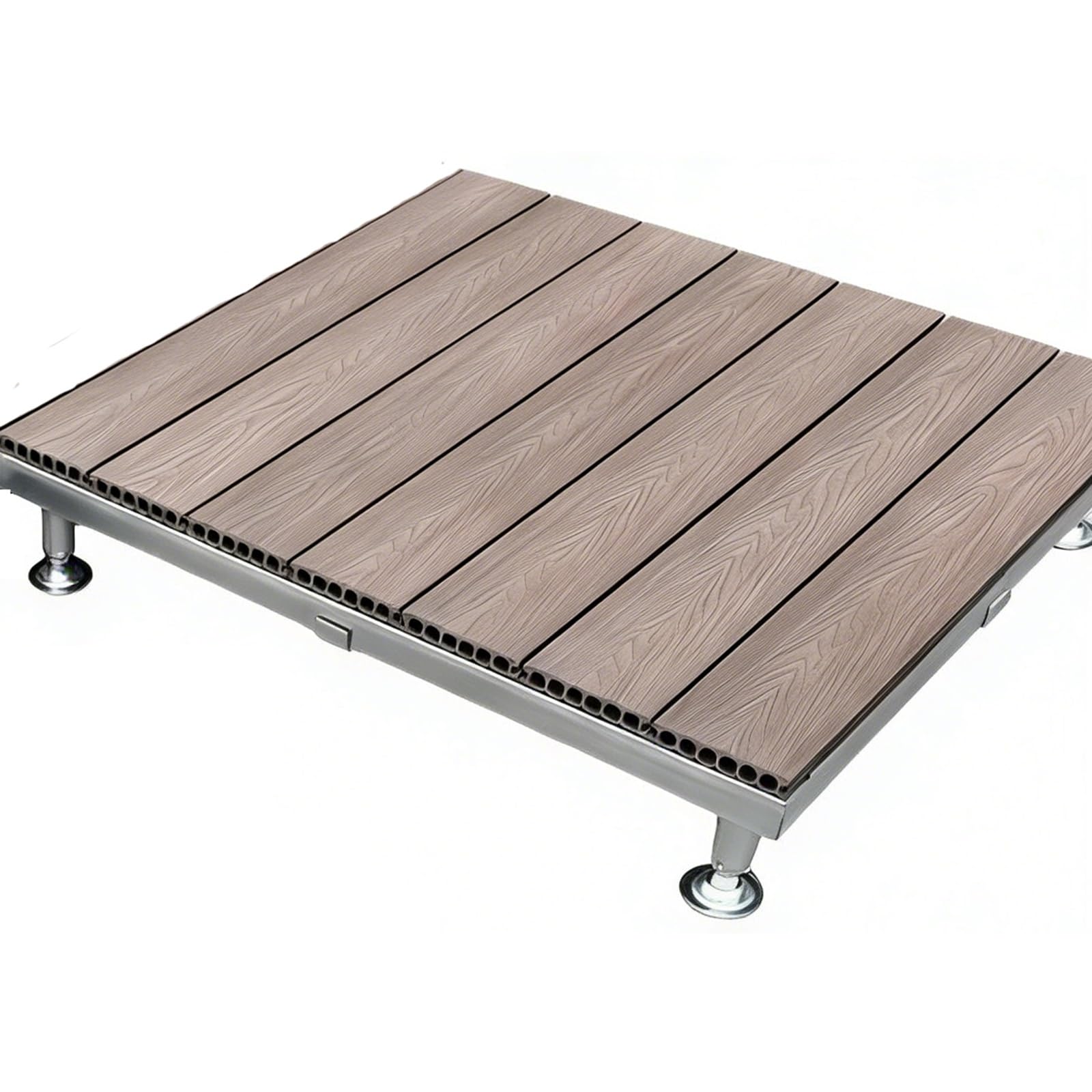 Zestaw pływających tarasów, kompozytowa drewniana zewnętrzna modułowa platforma na patio, trawnik, podwórko, platforma tarasowa 84 x 84 cm, łatwa instalacja (kolor fioletowego drewna sandałowego)