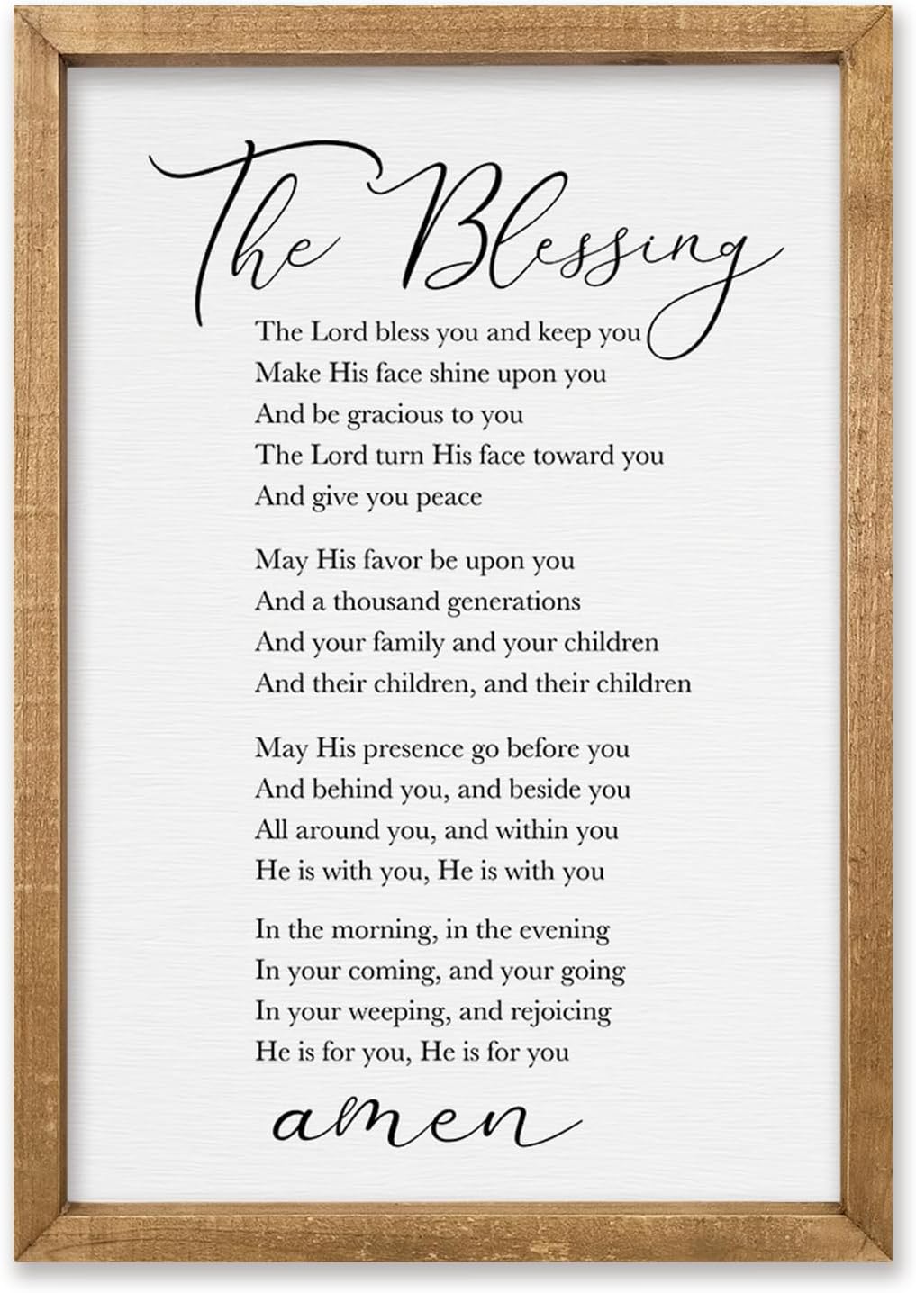comurdyo The Blessing Bible Verse Wall Art Christian Decor for Home 16″×11″ May The Lord Bless You And Keep You Scripture Sign Religious Bible Quotes Wall Decoration Wood Framed Hanging (Wood)