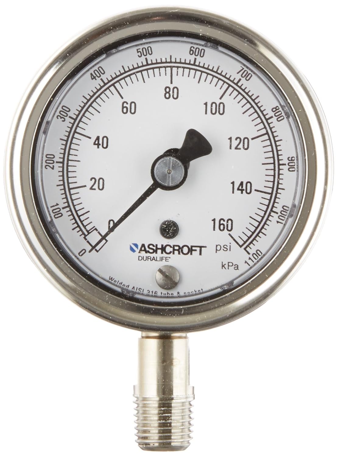 Ashcroft Duralife Type 1009SW Stainless Steel Case Dry Filled Pressure