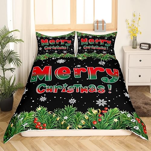 Vista 32 de Juego de funda de edredón rosa de Navidad para niñas, tamaño matrimonial, lindo juego de ropa de cama de dibujos animados de pingüino de Papá Noel