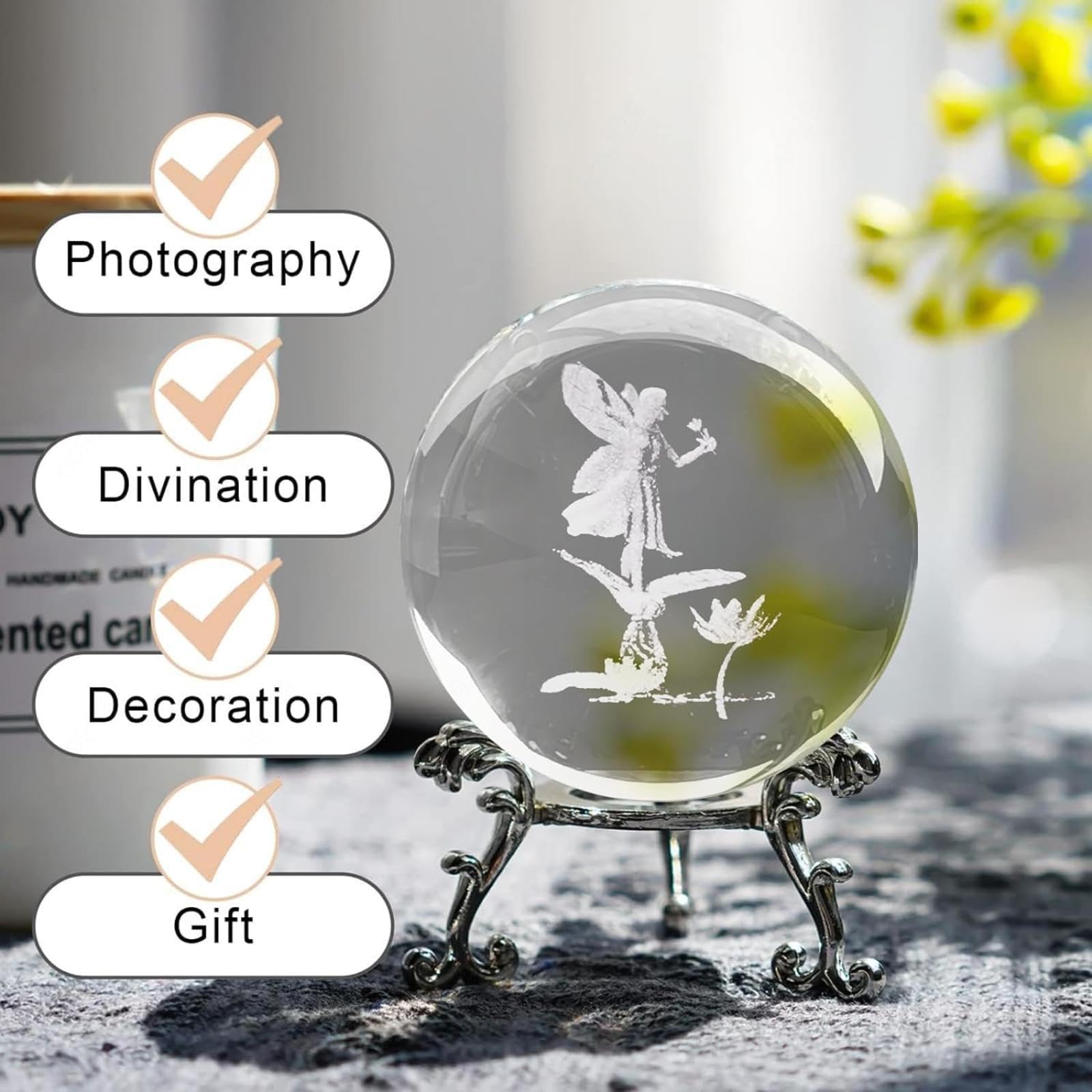 Amazon｜クリスタル装飾ボール、3Dレーザーエッチングクリスタルトンボ