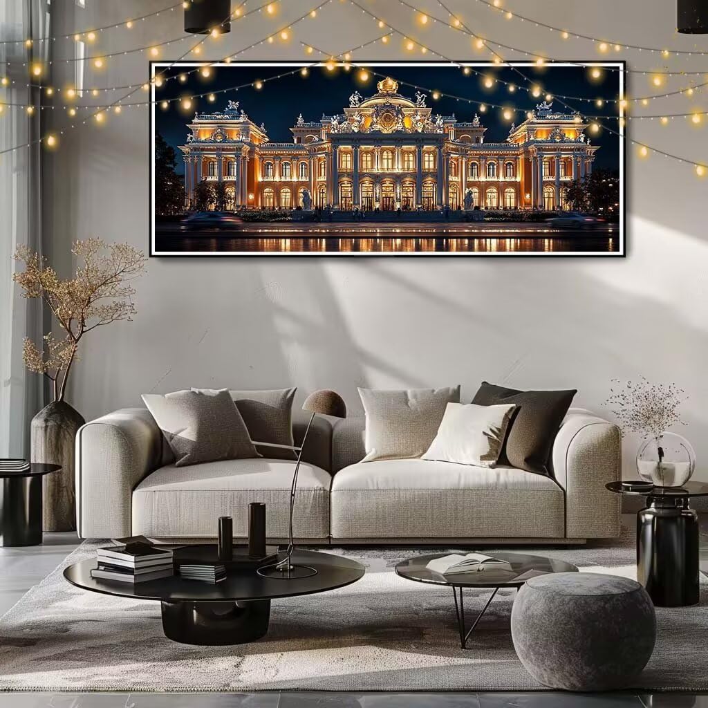 Malarstwo diamentowe 5D "zrób to sam" dla dzieci, mały hotel, krajobraz, obraz diamentowy 70 x 180 cm, tworzenie mozaiki według liczb, zestaw do malowania krzyżykowego, dla dorosłych, do dekoracji