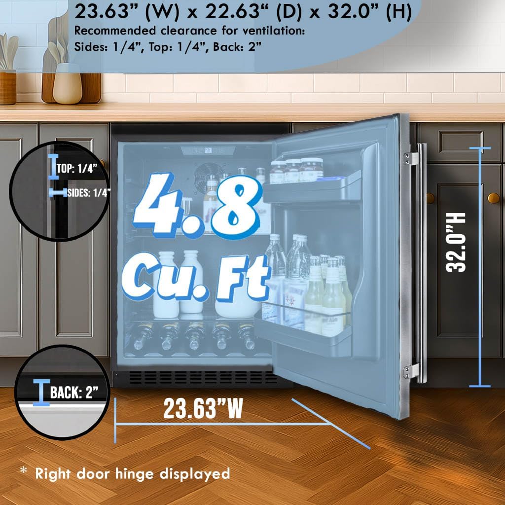 Summit 24" Built-In Refrigerator, 4.8 cu.ft., ADA Compliant, Stainless Steel - AL54LHD (Left Hand Door)