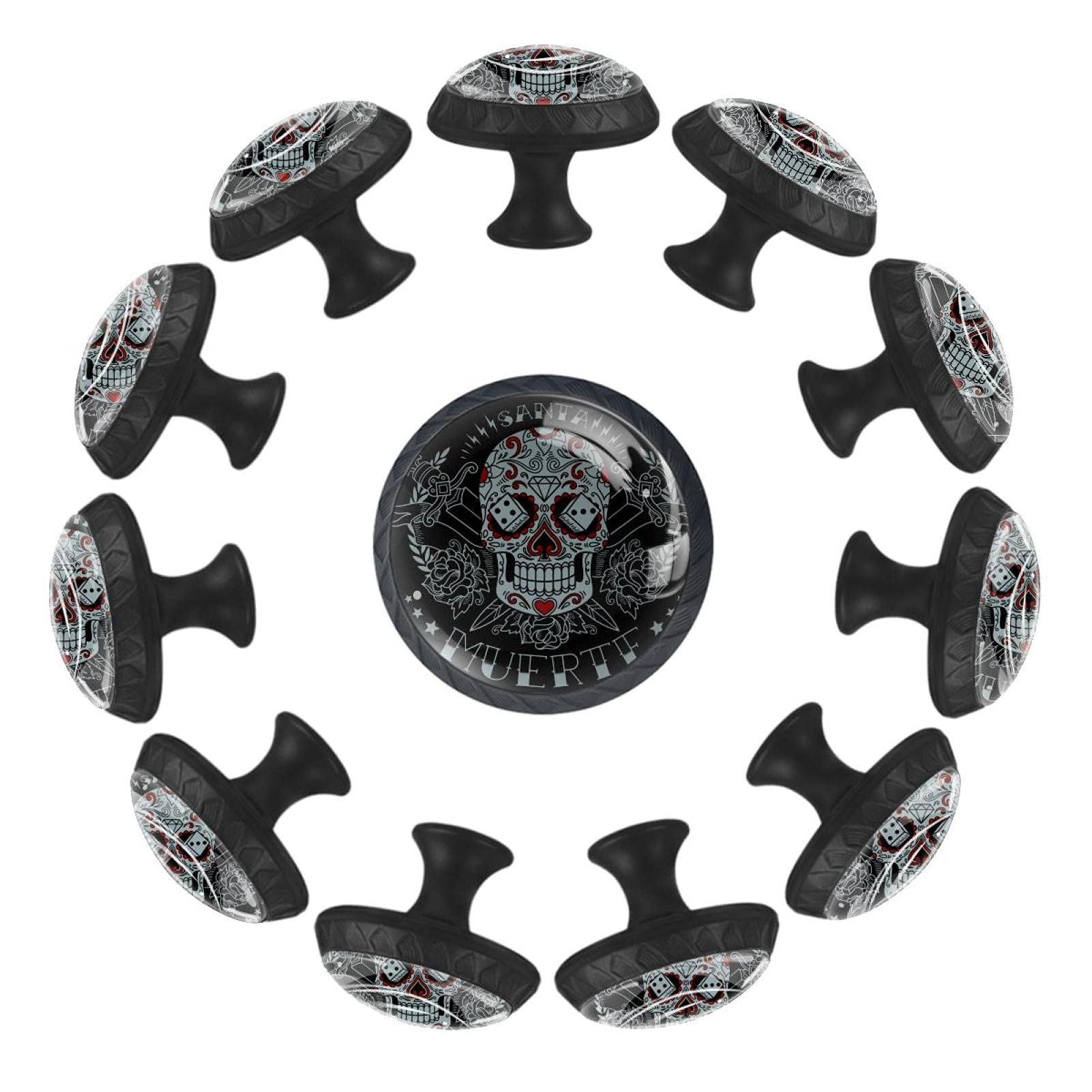 Boutons de tiroir ronds style tête de mort pour relooker la commode de la salle de jeux