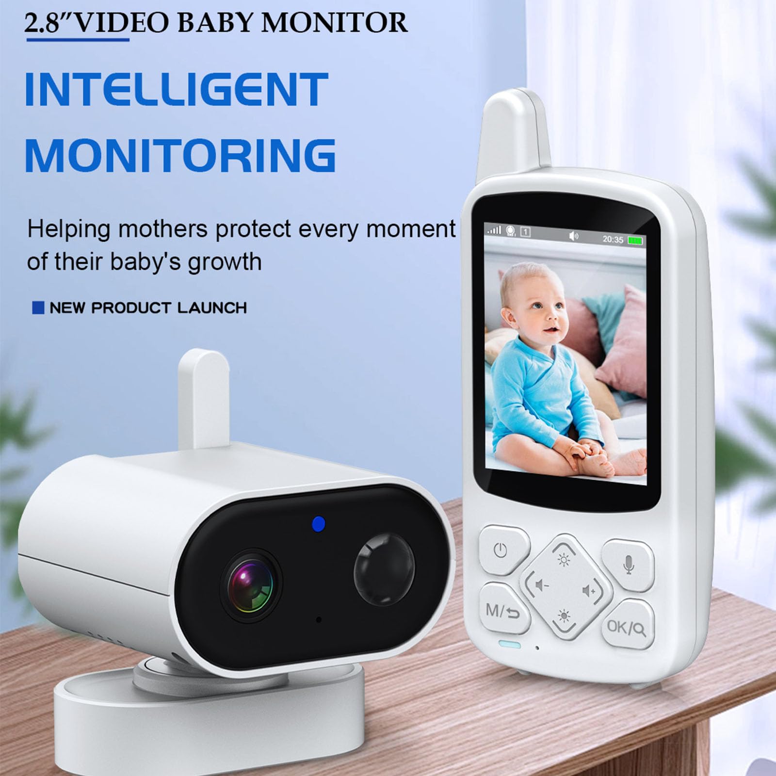 Moniteur vidéo pour bébé avec écran 2,8" et unité parentale portative