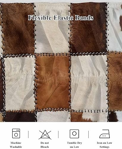 Miniatura 4 de Falda de cama de cuero vintage, tamaño King de 16 pulgadas de caída, ajustable y elástica, plisada, con volantes de polvo de lujo para cama