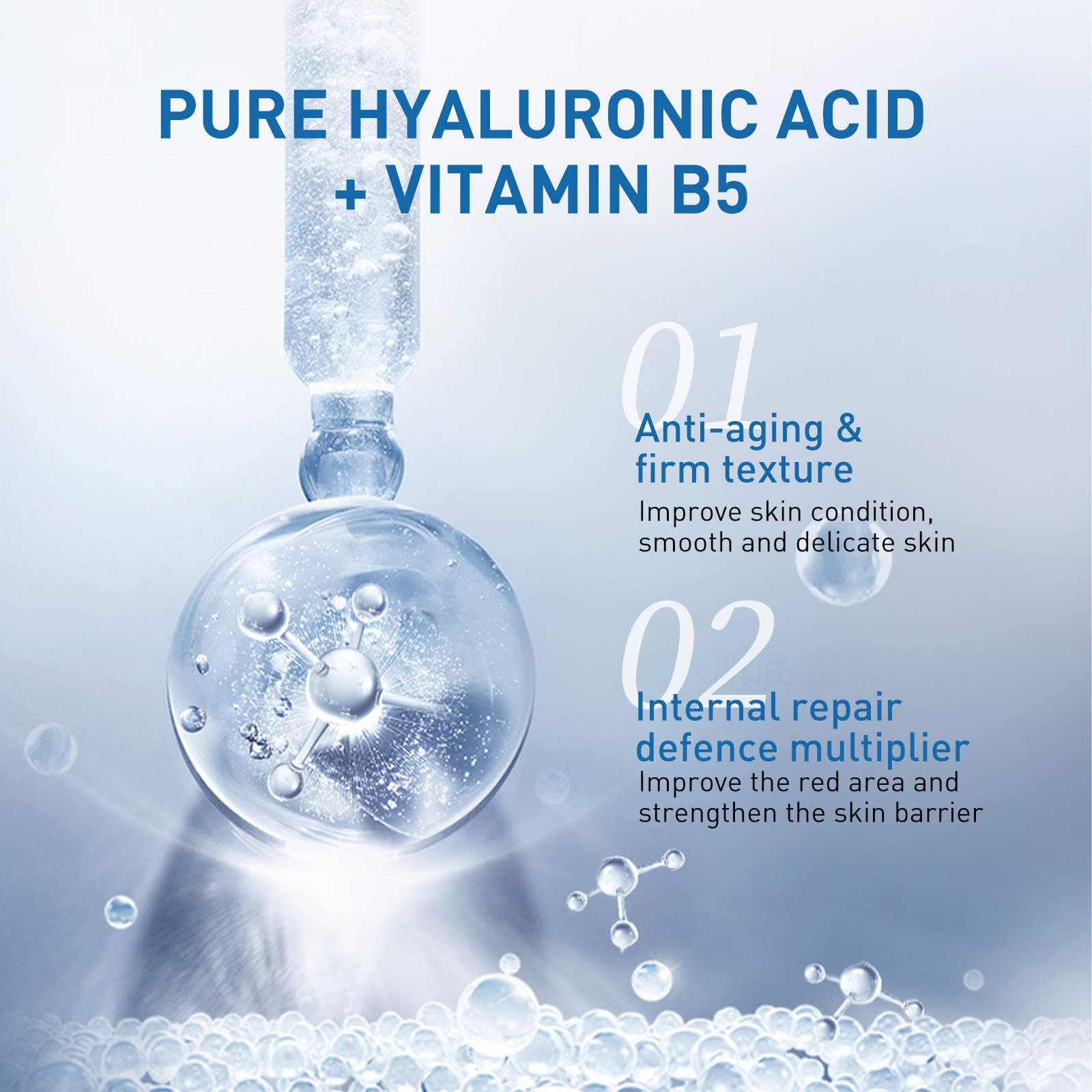 2 Pcs Hyalu B5 Serum Hyaluronic Acid Serum for Face with Vitamin B5 Skin Firming Reduces Fine Lines Hydrating Anti-Wrinkle Serum - Image 3
