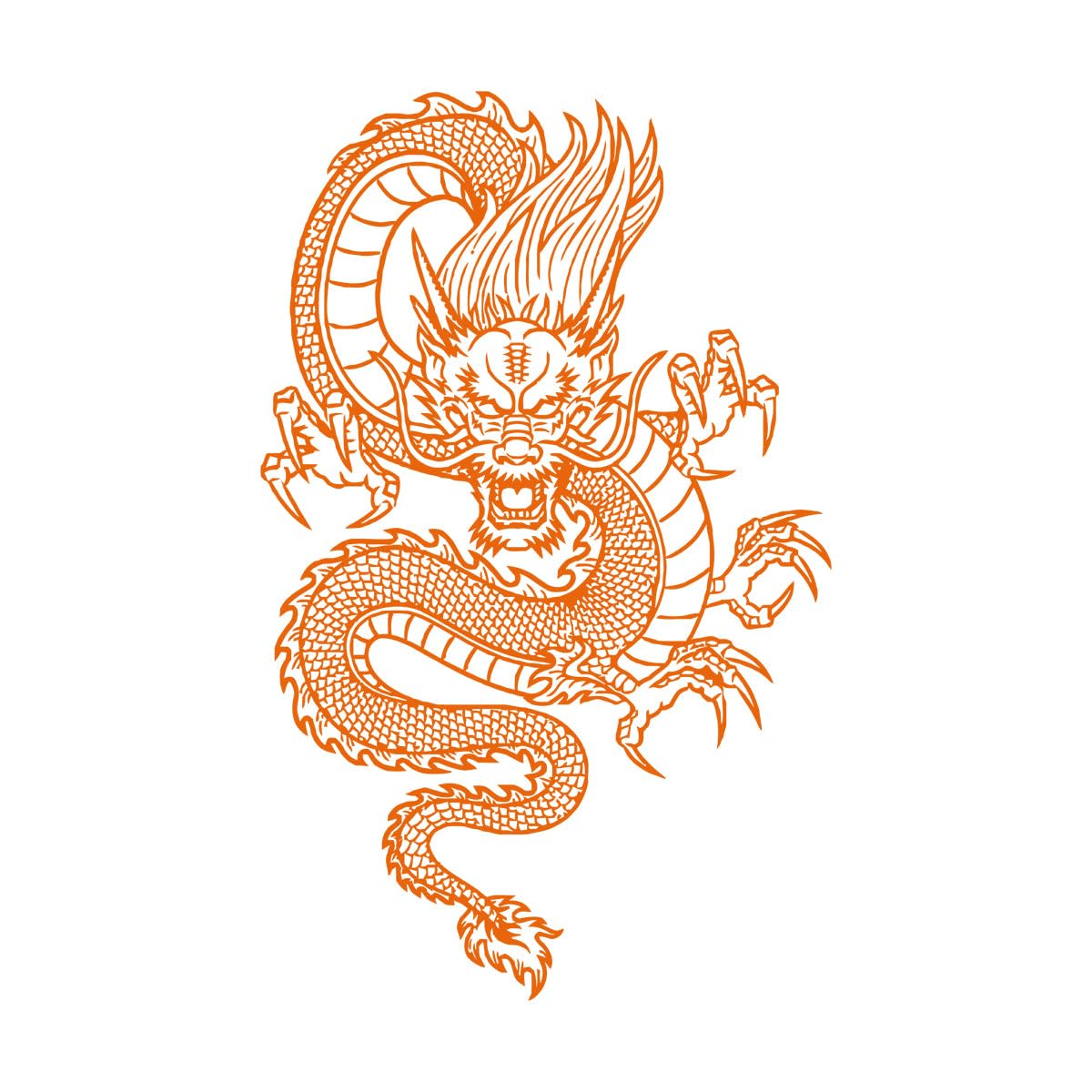 Chinese Dragon Style Wall Stickers Paster Paper 32x48.7cm Art Decoration Small Orange