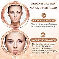 Vista 5 de Cindeer 45 Piezas Espejo Compacto Pequeño Plegable de Bolsillo Redondo de Maquillaje de Mano Cosmético con Aumento de 1X/2X, Espejo de Rinstone