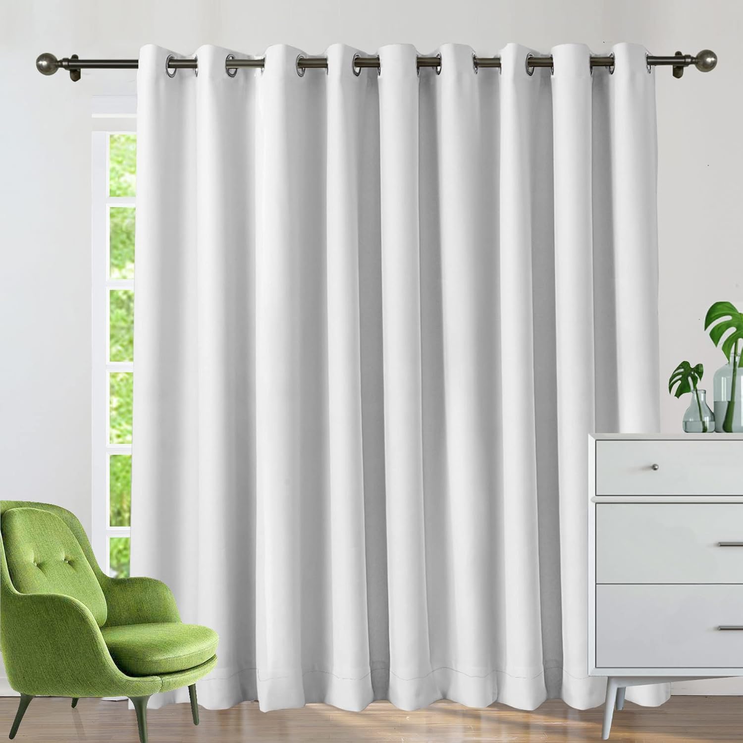 cololeaf 100" Wx120 L Blackout Curtains Thermal Curtains 120 Inches Long Window Treatment Light Blocking Indoor Panels for Living Room Bedroom Ceiling Drapes Grommet Grey White (1 Panel)