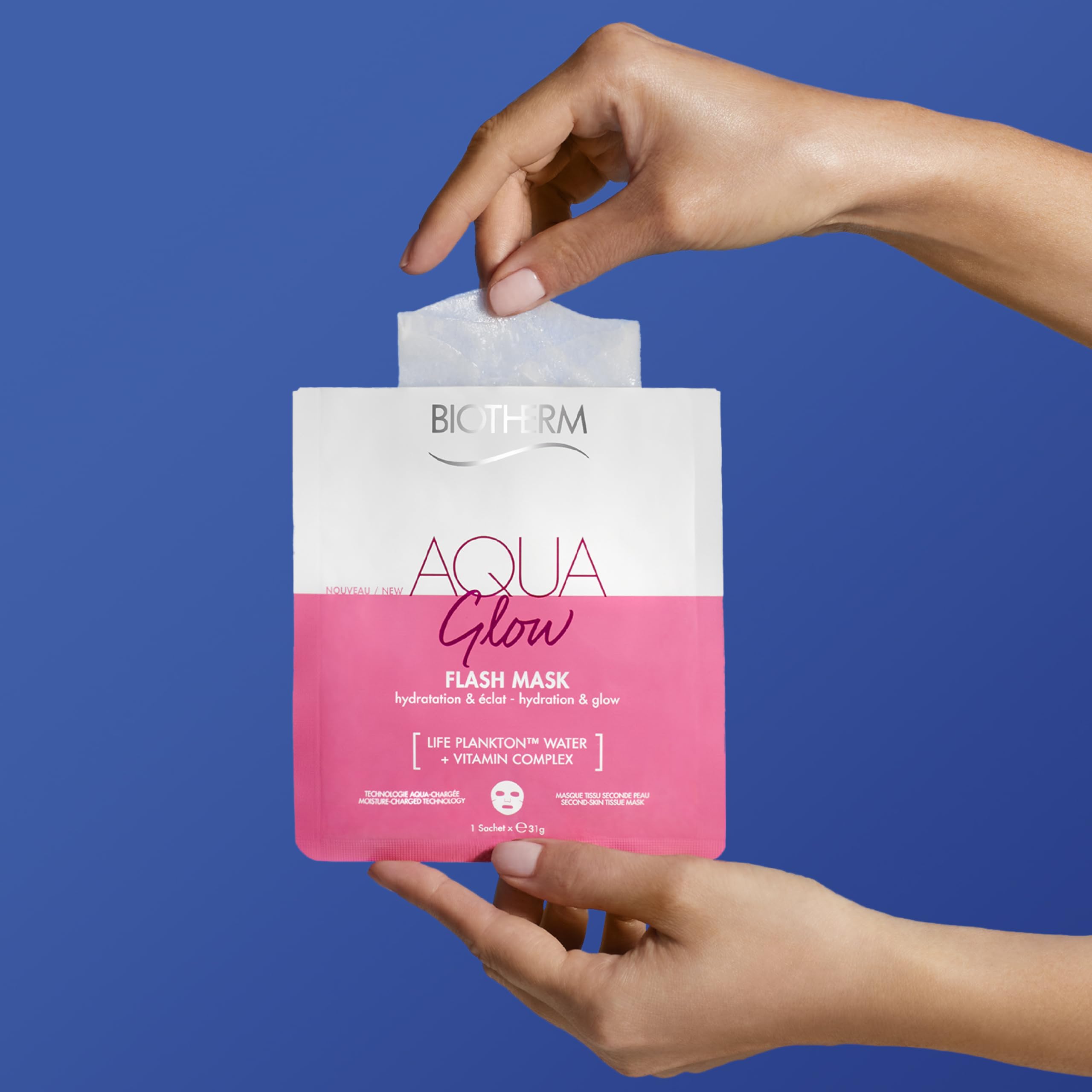 Biotherm Aqua Super Mask Glow Cloth Mask, Moisturising Face Mask with Life Plankton and Vitamin C - Image 3