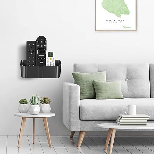 Miniatura 5 de suptek Soporte para control remoto de pared, soporte remoto de TV sin agujeros para 3 o 4 mandos a distancia, negro, cantidad 1, S4B Negro