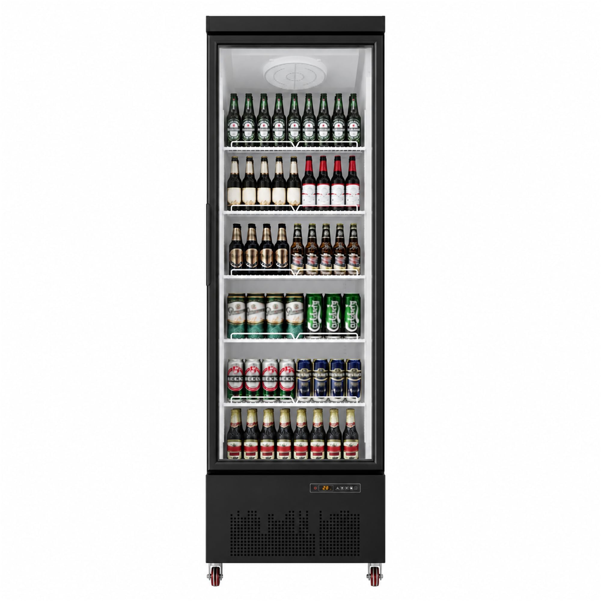 Garvee 17.6 Cu.Ft Commercial Beverage Refrigerator, Upright Glass Door Fridge, Single Door Drink Cooler with Adjustable Shelves, 110V 410W, Black