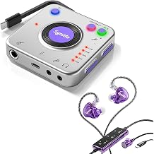 Sound Card Karaoke Headset with Mic, in-Ear Monitor Livestreaming Headphone and Synido Portable Guitar Audio Interface, 24-bit/96kHZ Audio Adapter with USB-C