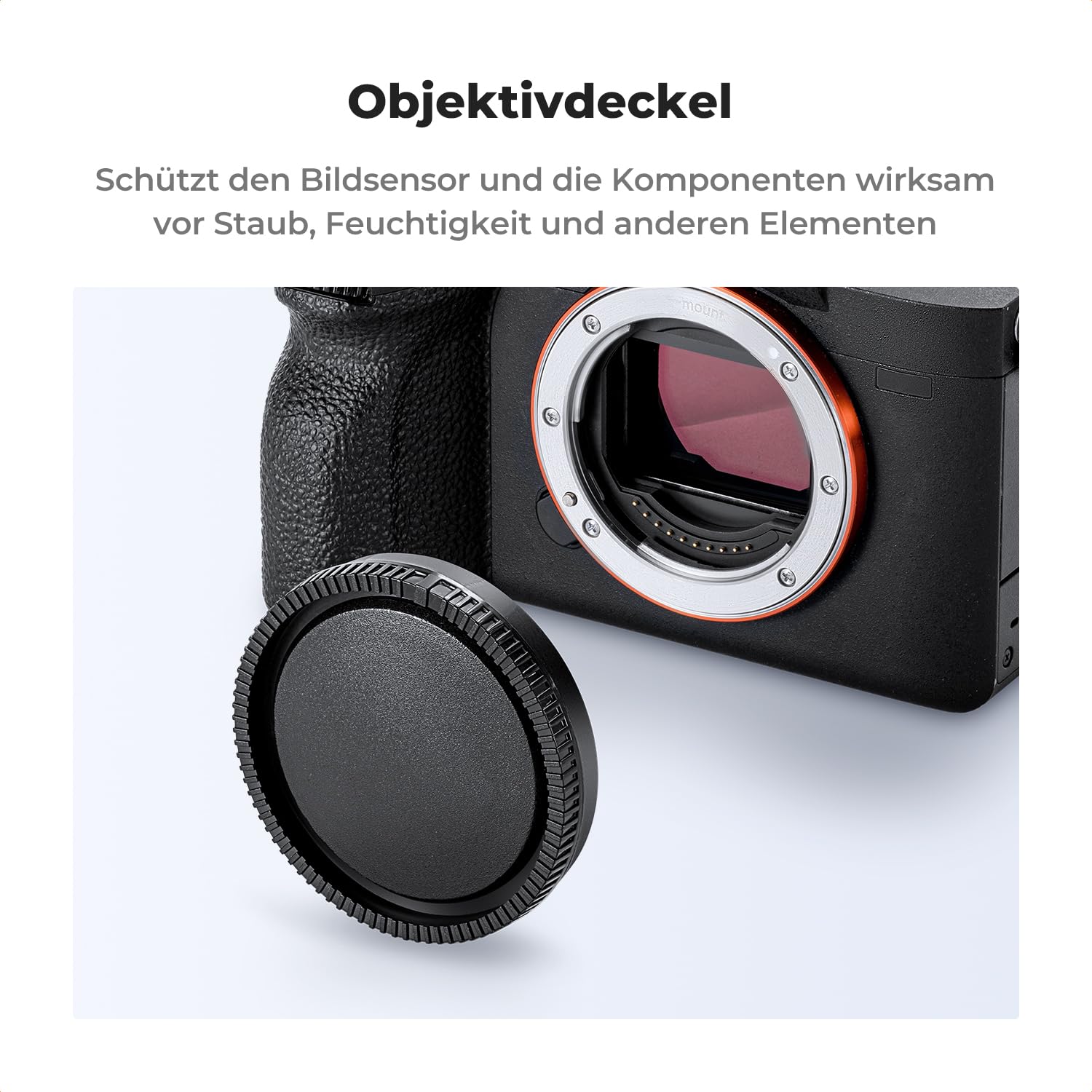 K&F Concept Gehäusedeckel + Objektivdeckel (hinten) für Sony E Mount Mirrorless Kameras, für Sony ZVE10 II A6700,A6600,A6500,A6400,A6300,A6100,A6000,A5100, A7C,A7CR,A7C II,A7,A7S,A7R