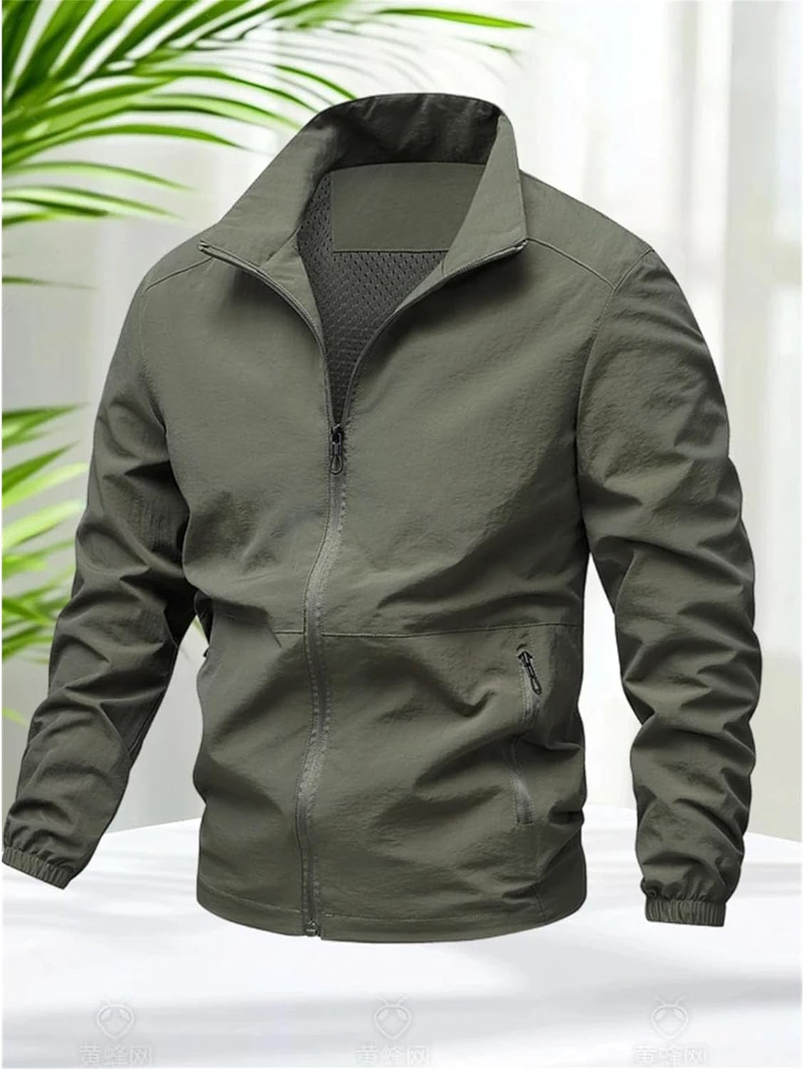 Mens Lightweight Outdoor Jacket Long Sleeve Zip Up Waterproof Hiking Coats Camping Breathable