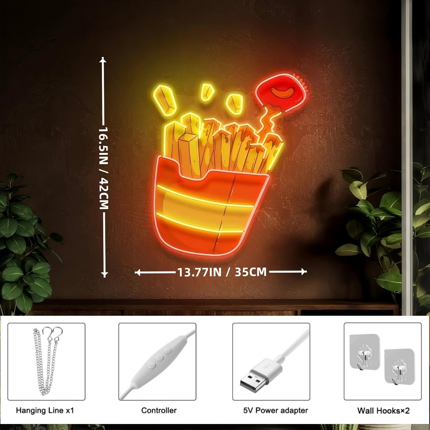French Fries UV Neon Light, French Friest wall decor, Food Fast Neon, Shop Restaurant Wall Decor,Shop Sign,Home Kitchen Wall Decor,Fries Lover's Gift Restaurant Shop Unique Business Fast Food Shop