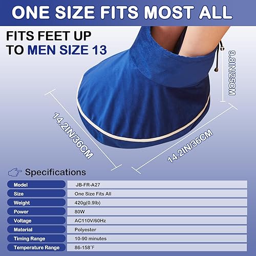 Miniatura 3 de Calentador de pies grande para pies, almohadilla térmica eléctrica para pies con funda lavable, calor ajustable de 86-158  y apagado automático,