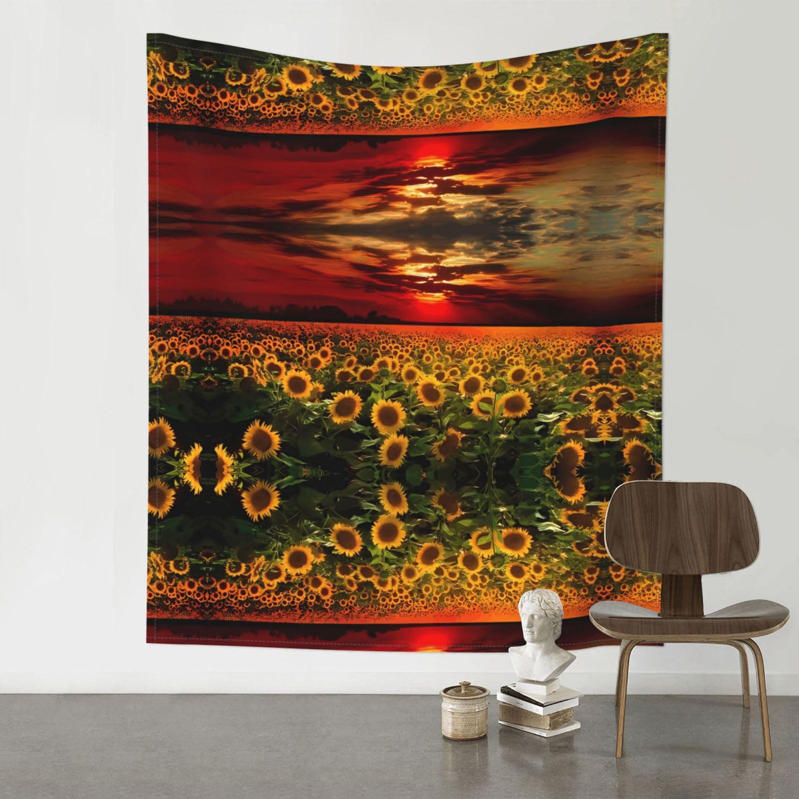 HJFCZH Sunset Sunflower Prints Wall Tapestry 60x51in – Boho Decor Throw for Bedroom, Dorm, Beach Cover & Picnic Blanket