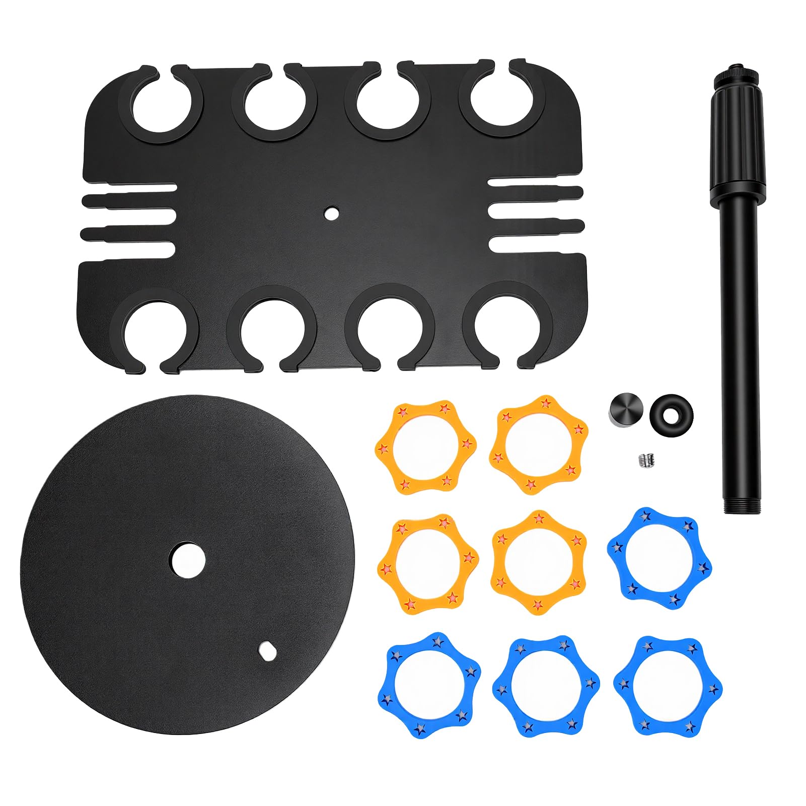 Supporto Multi-Microfono per Microfoni Cablati e Wireless, 8 Slot, Supporto Quadrato per Microfono, Vassoio per Palco, Antivibrazione, Montabile su Scrivania o a parete.