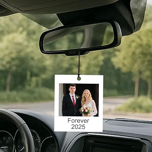 Miniatura 2 de Marco de acrílico personalizado para colgar fotos y texto, ambientadores de coche para espejo retrovisor, accesorio de aromas de San Valentín,