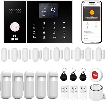 XUK 4G/GSM/Wi-Fi Alarm System for Home Security, 24-Piece Kit