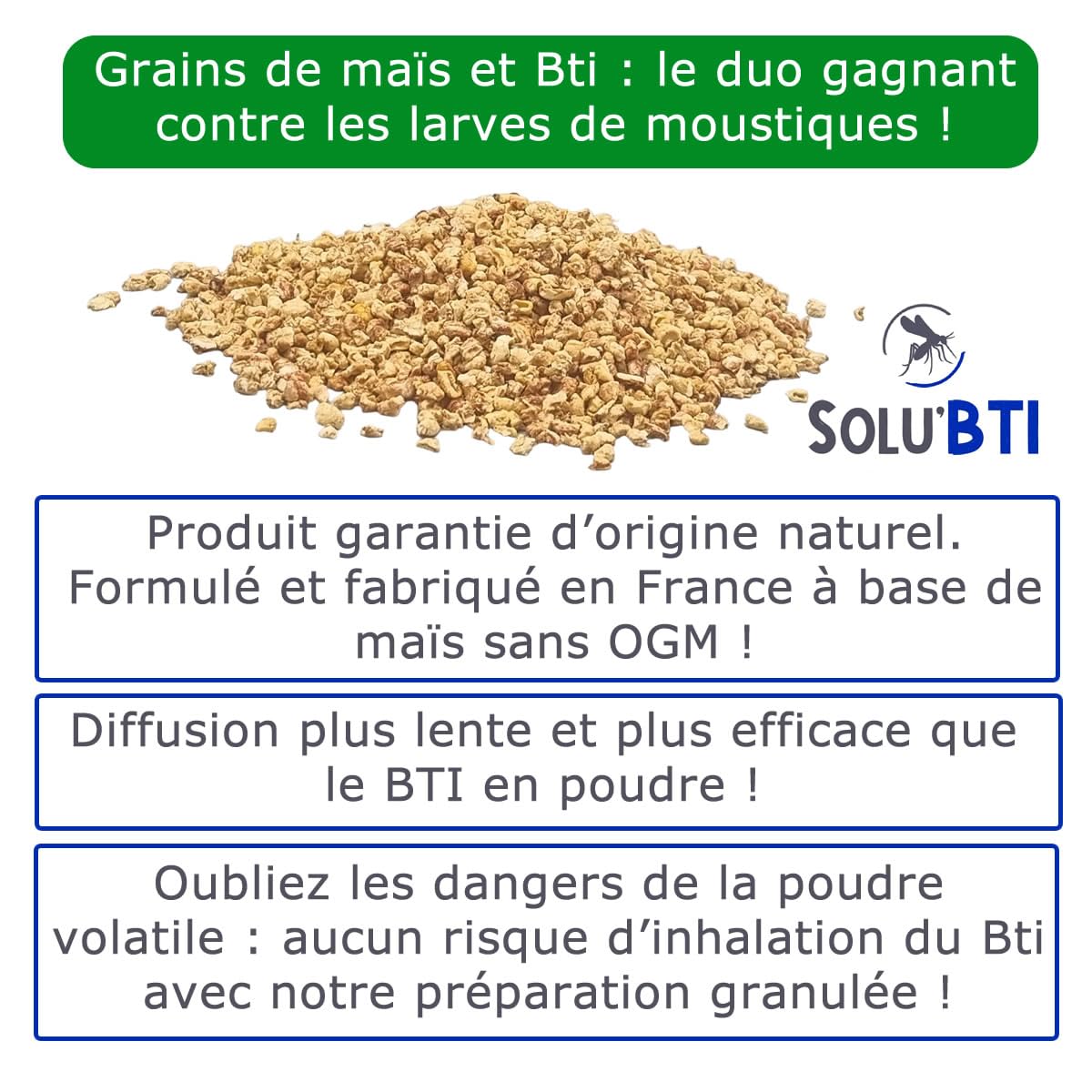 Moustiques Larvicide Biologique BTI Bacillus Thuringiensis 200 gr