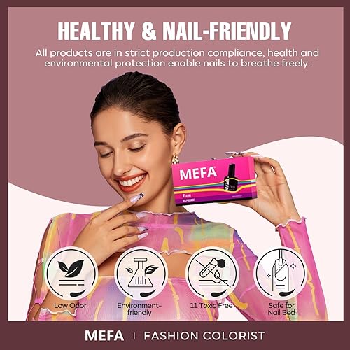 Miniatura 8 de MEFA Juego de 23 esmaltes de uñas de gel, color blanco brillante con purpurina, color nude, rosa, rojo, azul, verde, para todas las estaciones,